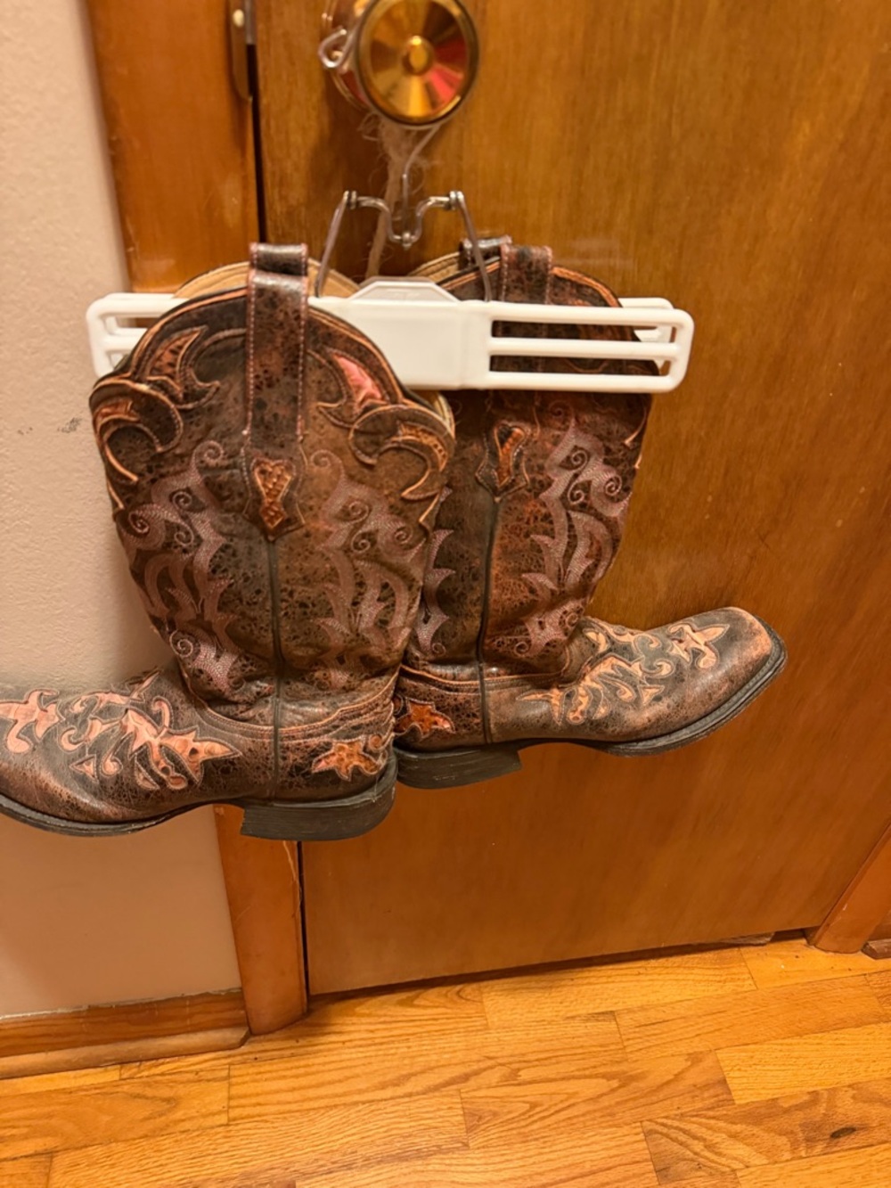 Stetson Brown and Copper Embroidered Western Heeled Boots